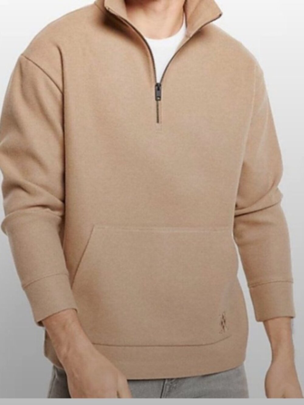 Express Quarter Zip Pullover Dark Brown Kangaroo Pocket size Small